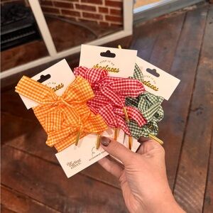 Orange Gingham Shoelaces with Gold Tips